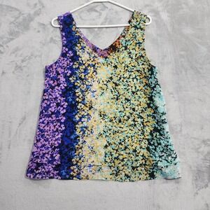 Cabi Top Womens M Multicolor Floral Merry Go Round Wraparound Tank V-Neck